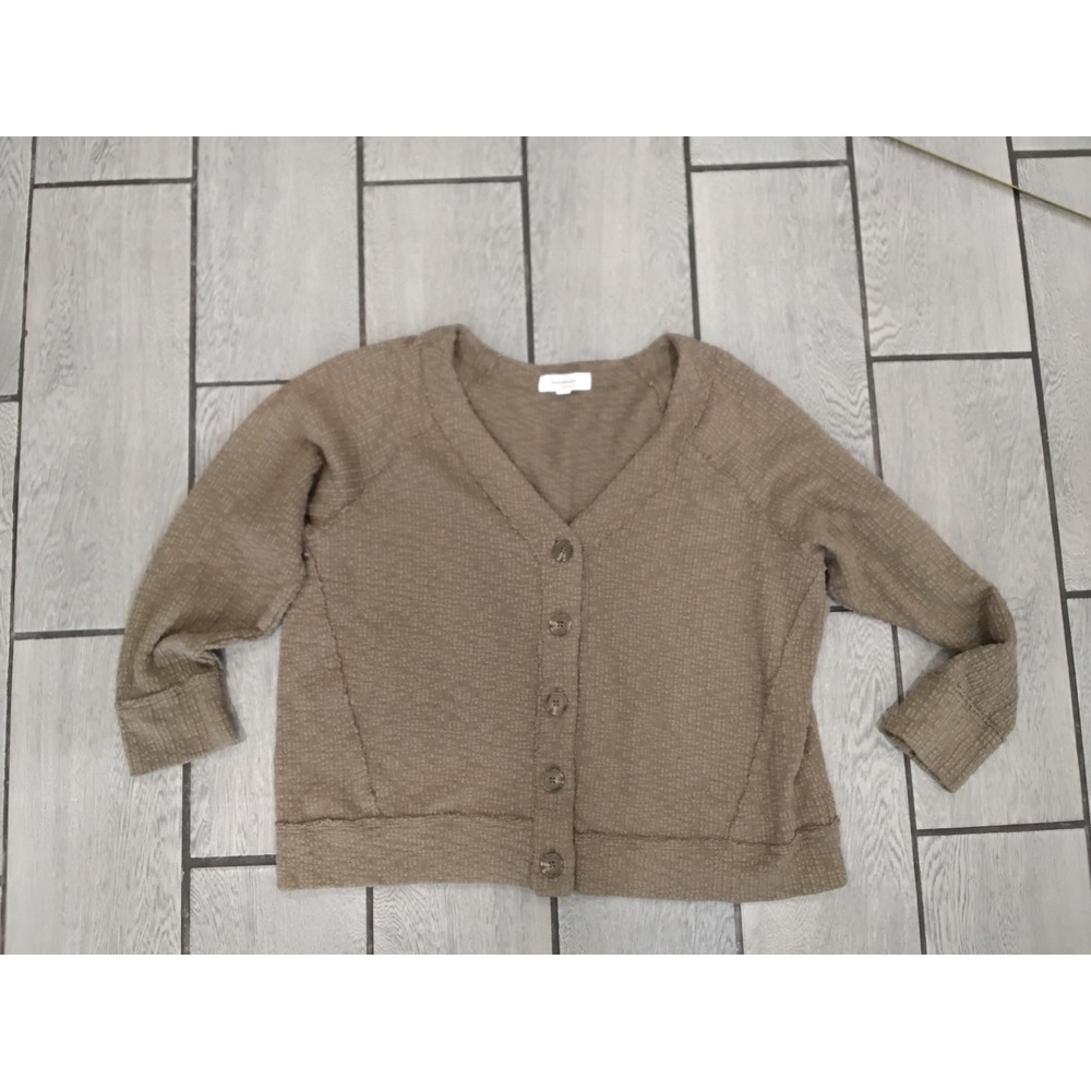 Two by Vince Camuto Brown Textured Knit Button Front Cardigan Sweater XXL